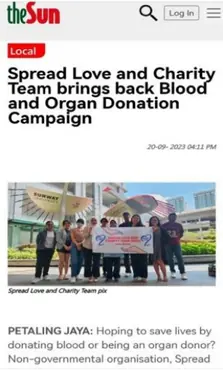 The Sun article on blood and organ donation campaign